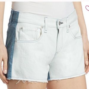 Two Tone Cut Off Denim Shorts